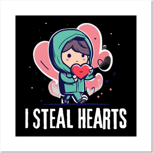 I Steal Hearts Funny Valentines Day Child Stealing Hearts Posters and Art